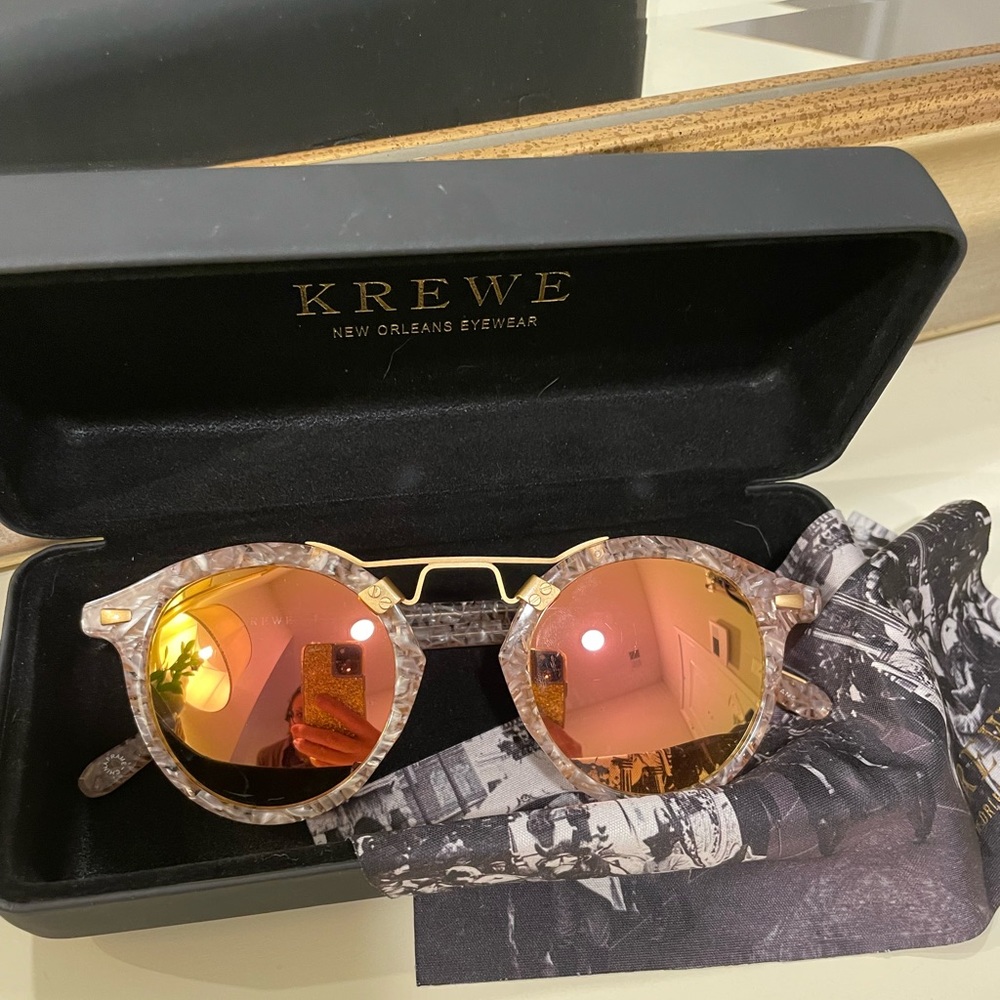 KREWE Sunglasses with Pink and Gold Lenses